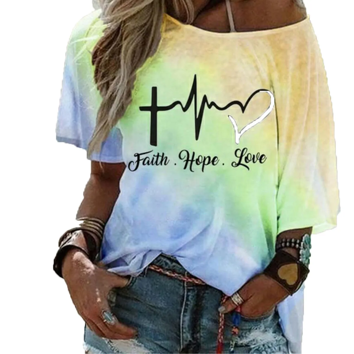 Women's Fashion Tie Dye Shirts Loose Print Graphic T-Shirts Casual Shirts