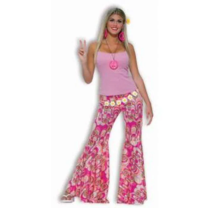 Womens Flower Power Bell Bottom Pants