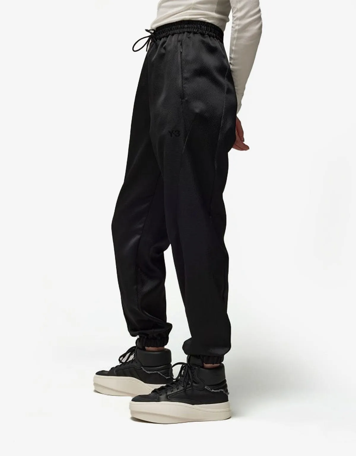 Y-3 Black Logo Seersucker Track Pants