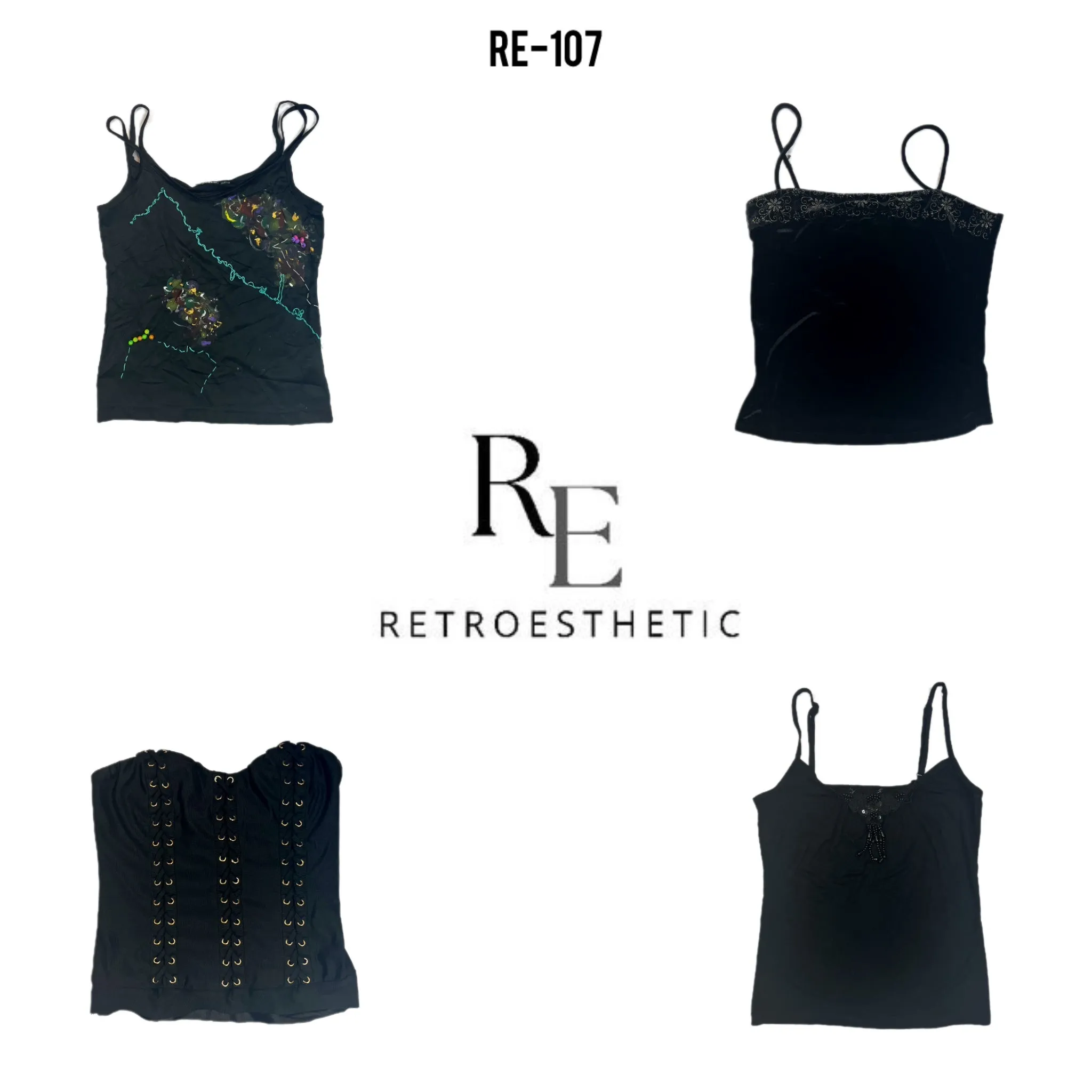 Y2K All Black Cami Tops (RE-107)